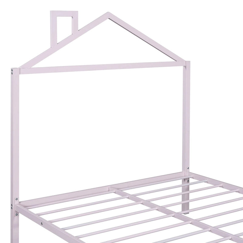 Lit plateforme en métal pleine grandeur avec lit gigogne simple