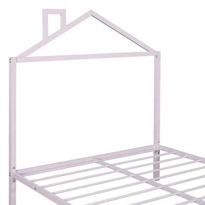 Lit plateforme en métal pleine grandeur avec lit gigogne simple