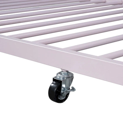 Lit plateforme en métal pleine grandeur avec lit gigogne simple