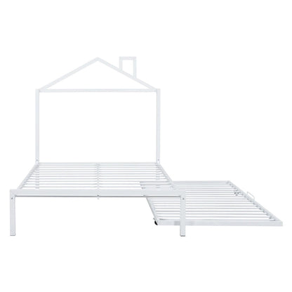 Lit plateforme en métal pleine grandeur avec lit gigogne simple