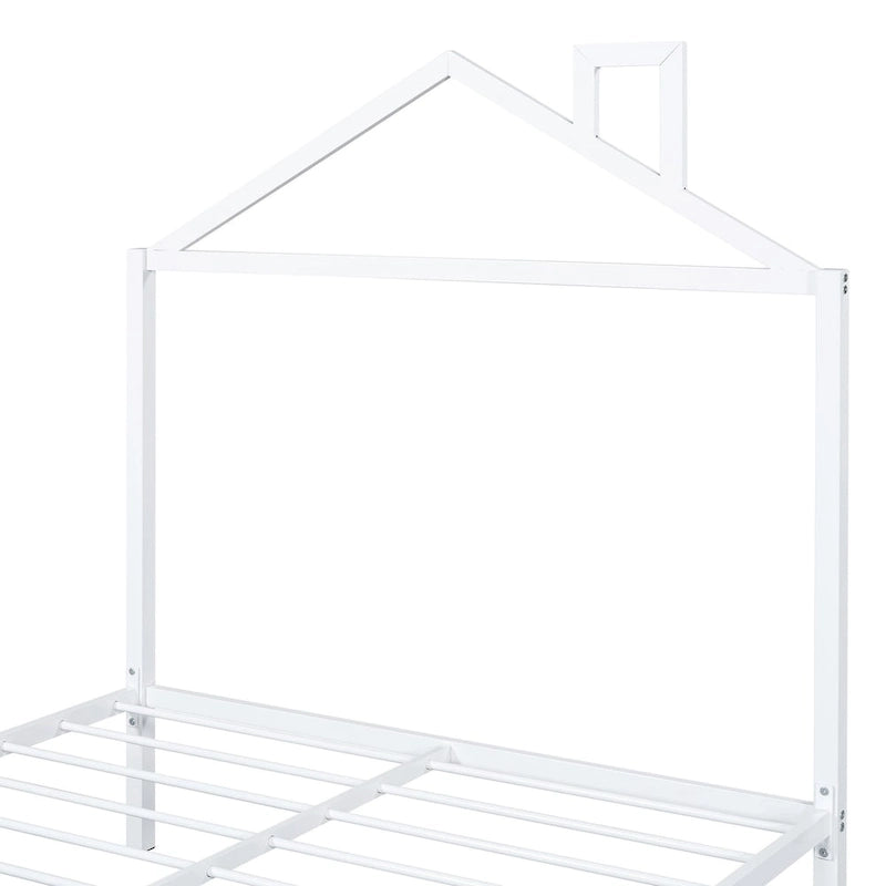 Lit plateforme en métal pleine grandeur avec lit gigogne simple