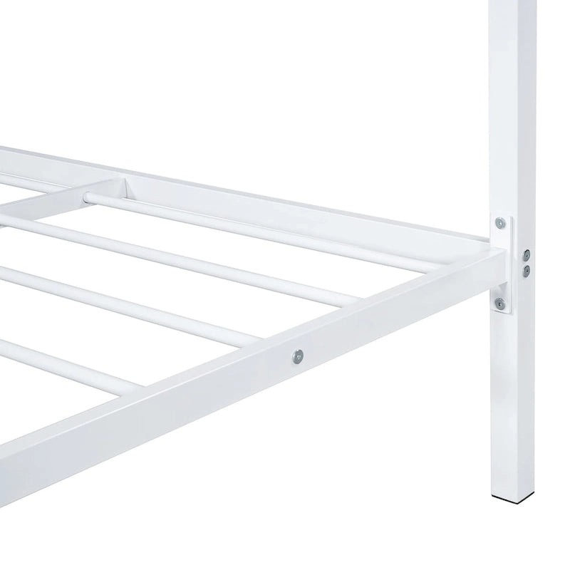 Lit plateforme en métal pleine grandeur avec lit gigogne simple