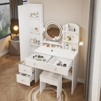 Coiffeuse avec miroir et éclairage, table de maquillage pour chambre à coucher