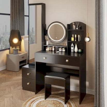 Coiffeuse avec miroir et éclairage, table de maquillage pour chambre à coucher