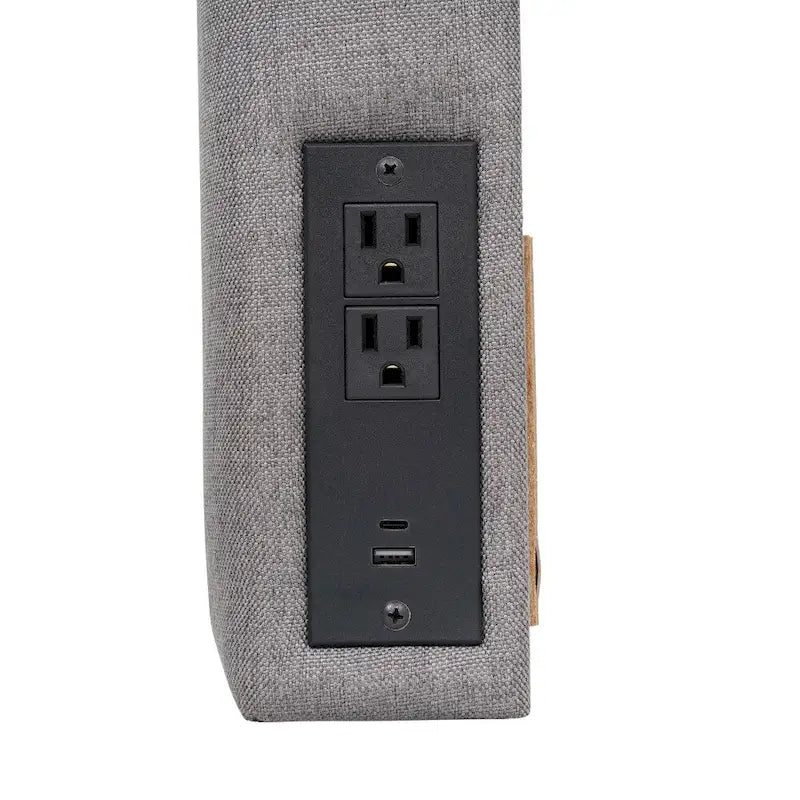 Tête de lit rembourrée avec 2 prises électriques, 1 port USB et 1 port USB-C