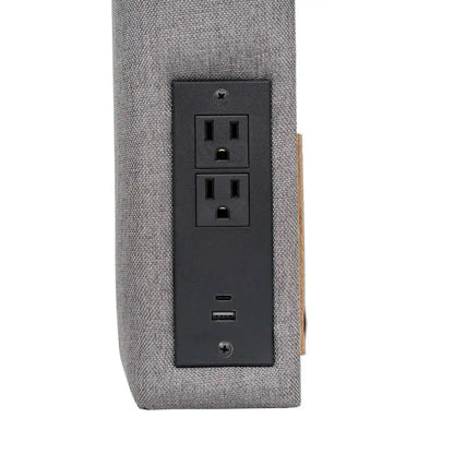 Tête de lit rembourrée avec 2 prises électriques, 1 port USB et 1 port USB-C