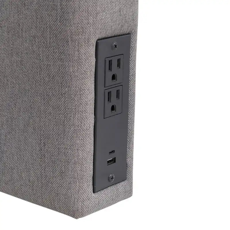 Tête de lit rembourrée avec 2 prises électriques, 1 port USB et 1 port USB-C