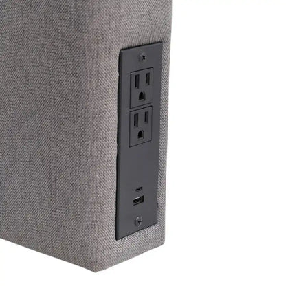 Tête de lit rembourrée avec 2 prises électriques, 1 port USB et 1 port USB-C