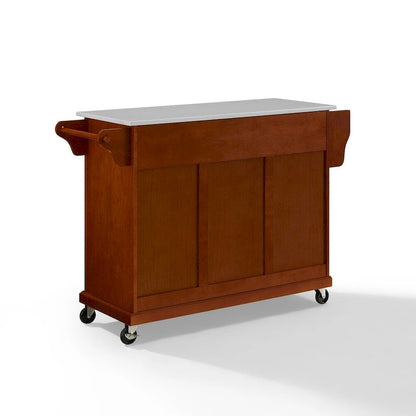 Desserte de cuisine Crosley, plateau en granit, couleur cerisier - 51,5 cm (L) x 18 cm (P) x 36,5 cm (H)