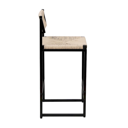 Ensemble de 2 chaises de salle à manger/tabourets de bar Papetr en corde tressée avec repose-pieds