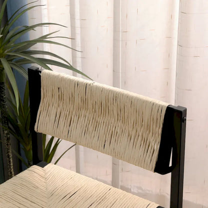Ensemble de 2 chaises de salle à manger/tabourets de bar Papetr en corde tressée avec repose-pieds