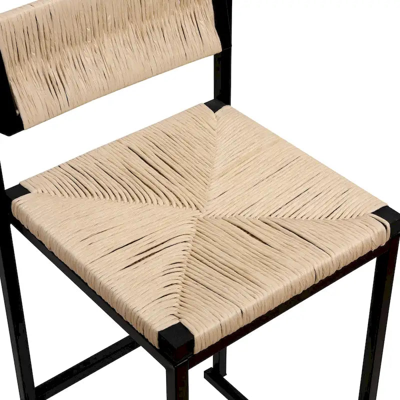 Ensemble de 2 chaises de salle à manger/tabourets de bar Papetr en corde tressée avec repose-pieds