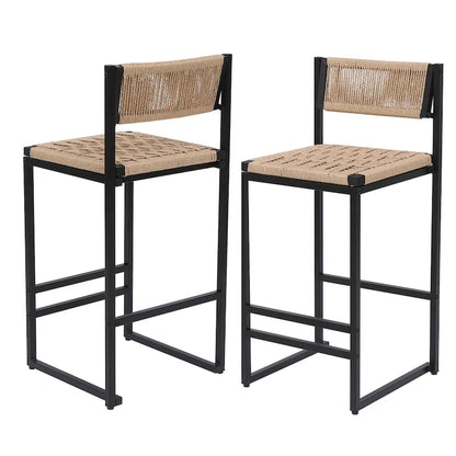 Ensemble de 2 chaises de salle à manger/tabourets de bar Papetr en corde tressée avec repose-pieds