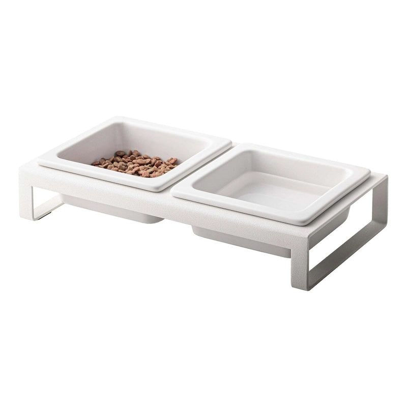 Gamelles Yamazaki Home pour animaux de compagnie - Deux modèles, acier et céramique, courtes, 300 ml par gamelle (1,25 tasse).