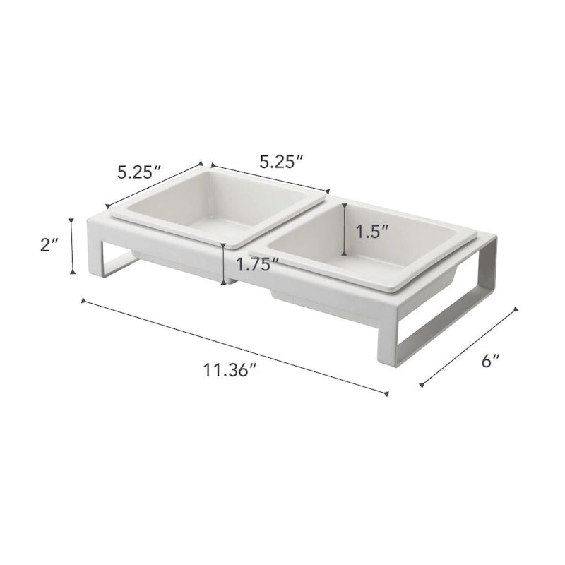 Gamelles Yamazaki Home pour animaux de compagnie - Deux modèles, acier et céramique, courtes, 300 ml par gamelle (1,25 tasse).