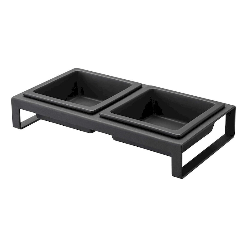Gamelles Yamazaki Home pour animaux de compagnie - Deux modèles, acier et céramique, courtes, 300 ml par gamelle (1,25 tasse).