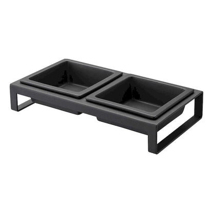 Gamelles Yamazaki Home pour animaux de compagnie - Deux modèles, acier et céramique, courtes, 300 ml par gamelle (1,25 tasse).