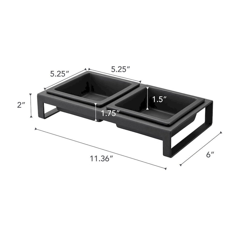 Gamelles Yamazaki Home pour animaux de compagnie - Deux modèles, acier et céramique, courtes, 300 ml par gamelle (1,25 tasse).
