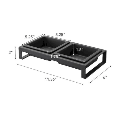 Gamelles Yamazaki Home pour animaux de compagnie - Deux modèles, acier et céramique, courtes, 300 ml par gamelle (1,25 tasse).