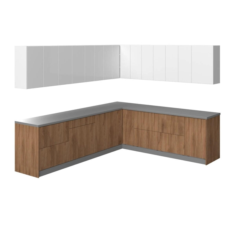 Collection Cuisine Moderne Teck Naturel et Base Noire Dimensions 10 x 8,5 pi - 102 x 120