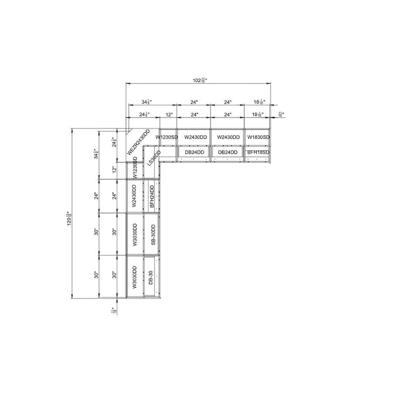 Collection Cuisine Moderne Teck Naturel et Base Noire Dimensions 10 x 8,5 pi - 102 x 120