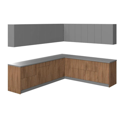 Collection Cuisine Moderne Teck Naturel et Base Noire Dimensions 10 x 8,5 pi - 102 x 120