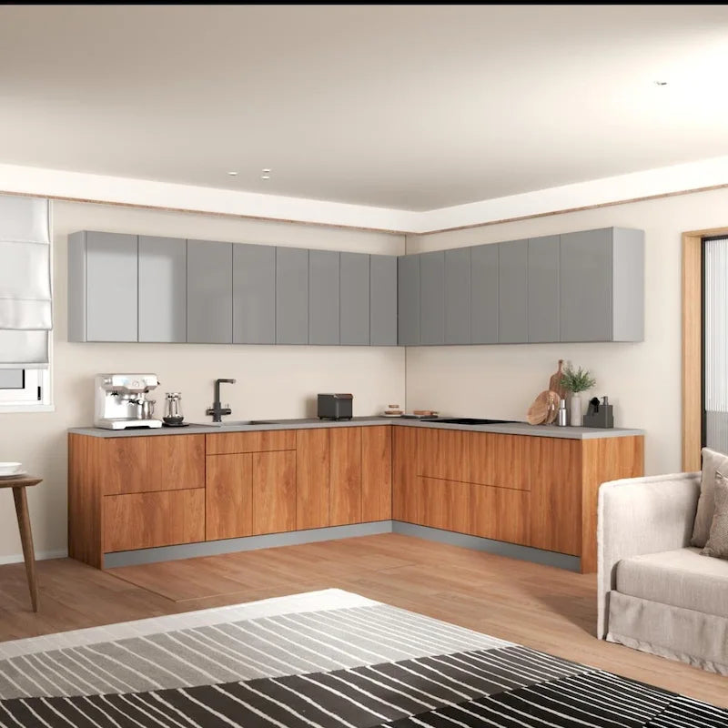 Collection Cuisine Moderne Teck Naturel et Base Noire Dimensions 10 x 8,5 pi - 102 x 120