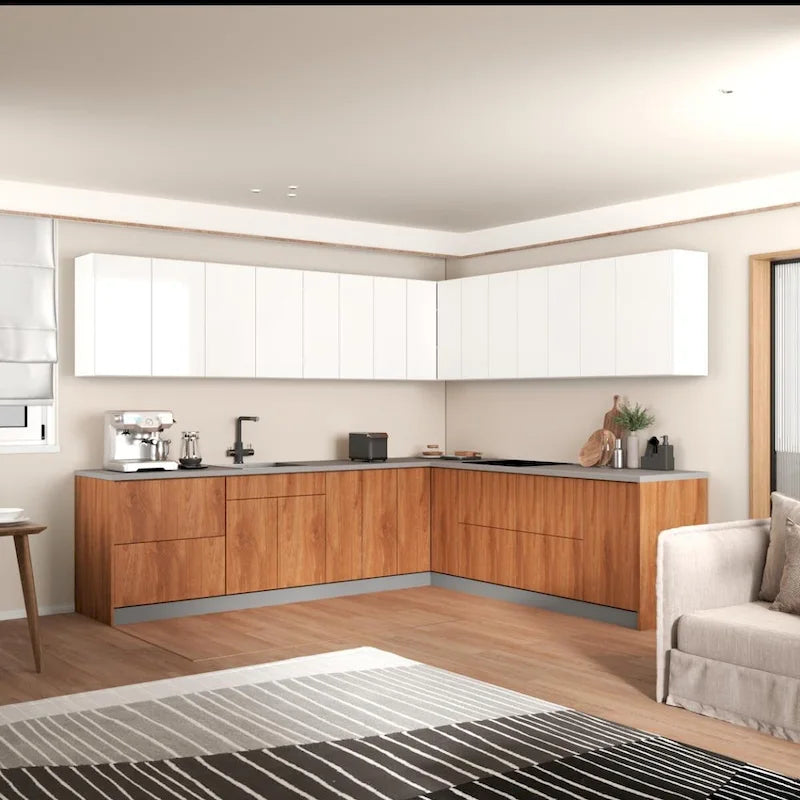 Collection Cuisine Moderne Teck Naturel et Base Noire Dimensions 10 x 8,5 pi - 102 x 120