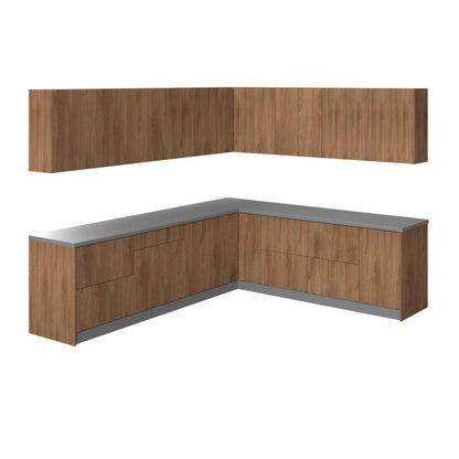 Collection Cuisine Moderne Teck Naturel et Base Noire Dimensions 10 x 8,5 pi - 102 x 120