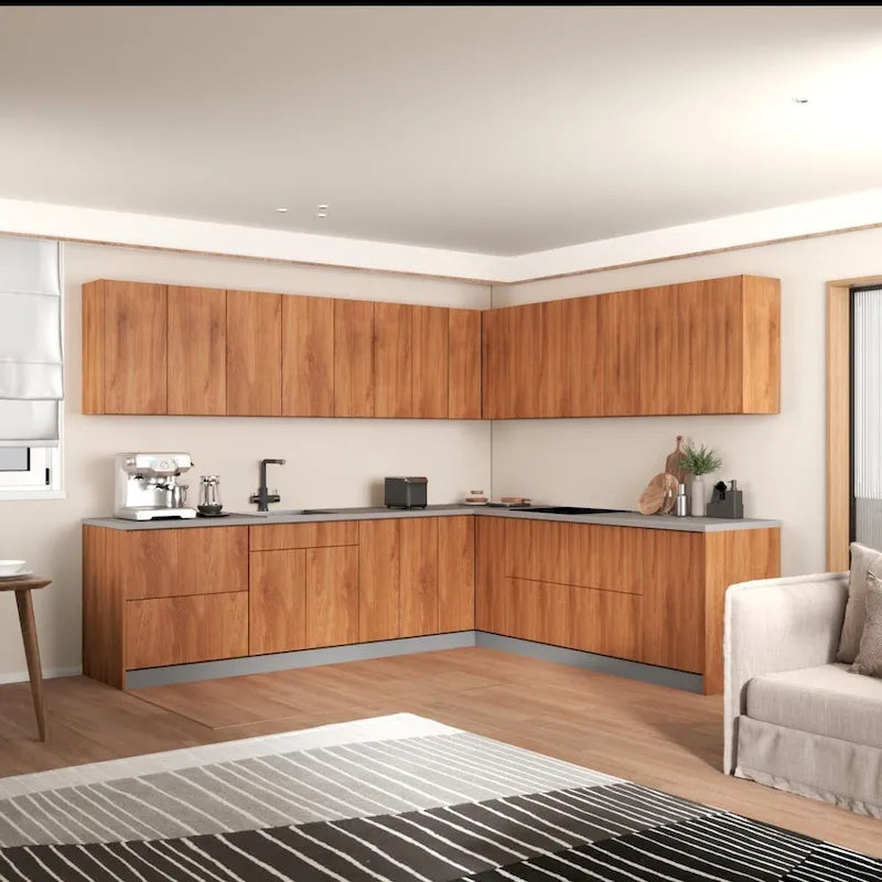 Collection Cuisine Moderne Teck Naturel et Base Noire Dimensions 10 x 8,5 pi - 102 x 120