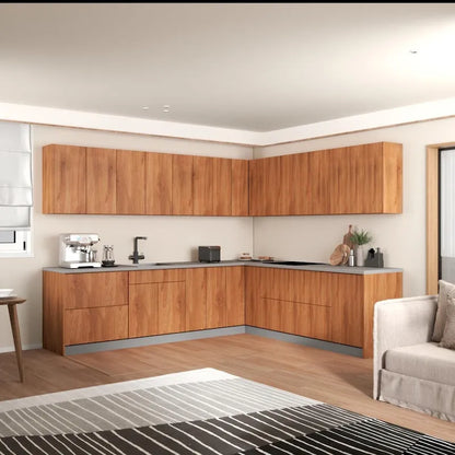 Collection Cuisine Moderne Teck Naturel et Base Noire Dimensions 10 x 8,5 pi - 102 x 120