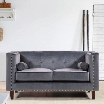 Canapé deux places Kittleson Classic Chesterfield à clous décoratifs - Bleu