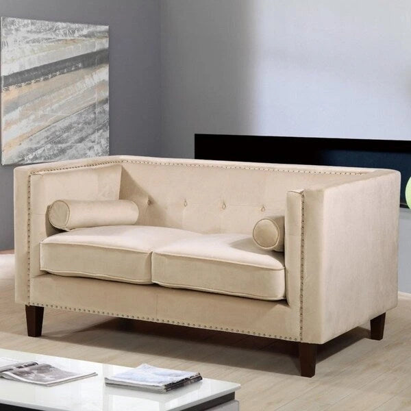 Canapé deux places Kittleson Classic Chesterfield à clous décoratifs - Bleu