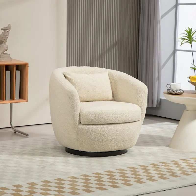 Fauteuil pivotant rembourré avec rangement, chaise d'appoint moderne pour salon, chambre, bureau ou coin lecture