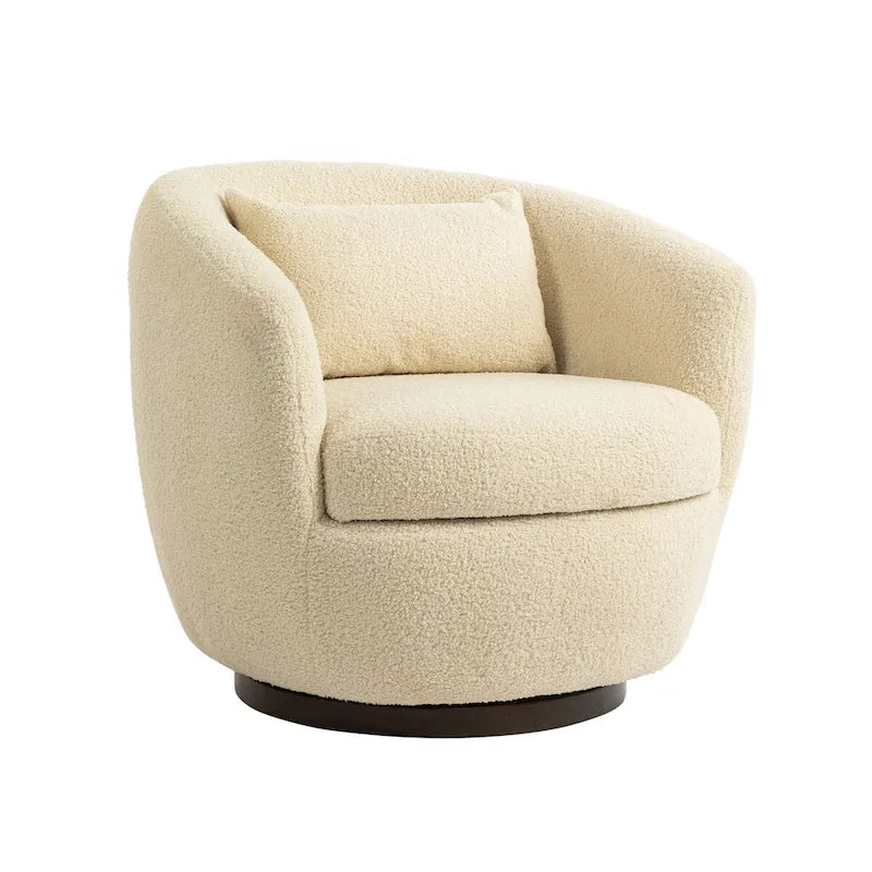 Fauteuil pivotant rembourré avec rangement, chaise d'appoint moderne pour salon, chambre, bureau ou coin lecture