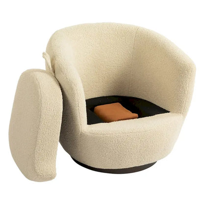 Fauteuil pivotant rembourré avec rangement, chaise d'appoint moderne pour salon, chambre, bureau ou coin lecture