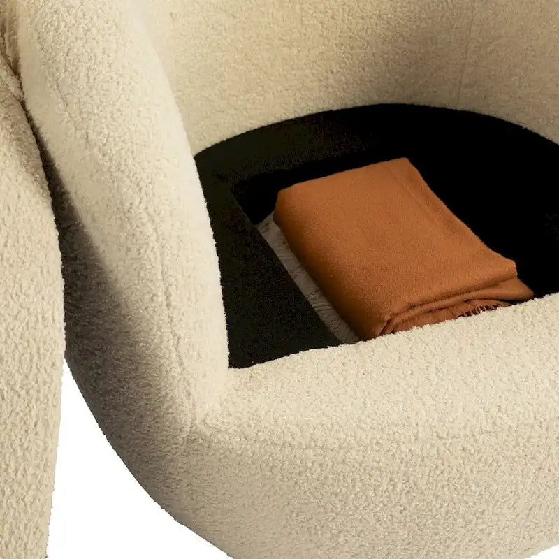 Fauteuil pivotant rembourré avec rangement, chaise d'appoint moderne pour salon, chambre, bureau ou coin lecture