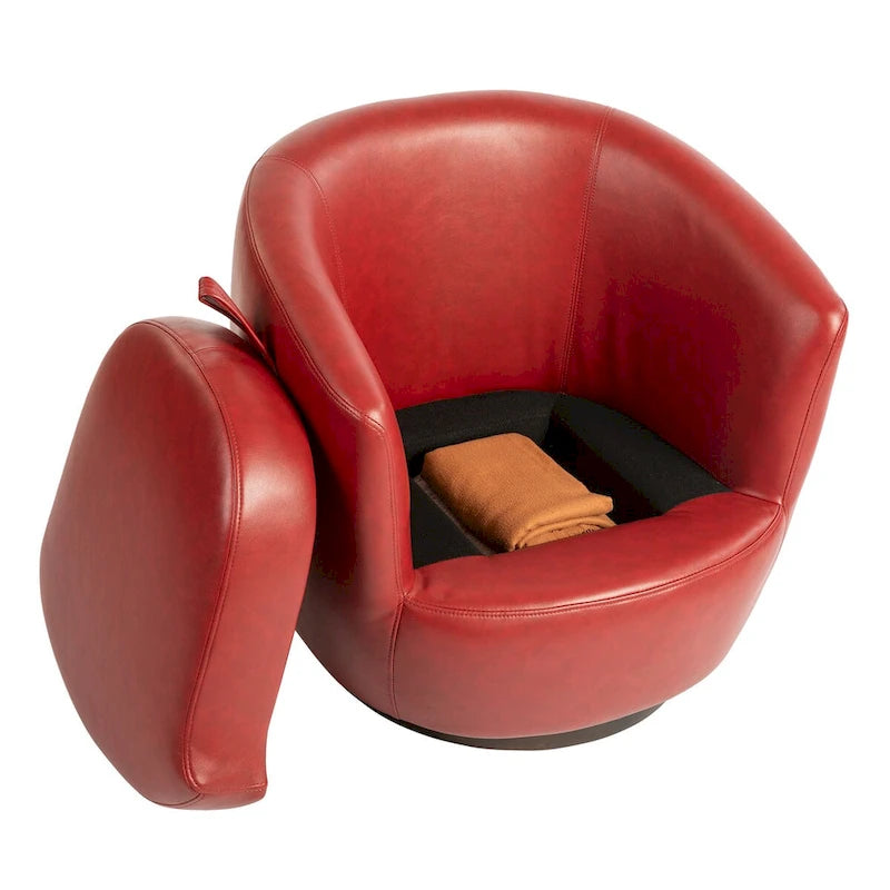 Fauteuil pivotant rembourré avec rangement, chaise d'appoint moderne pour salon, chambre, bureau ou coin lecture