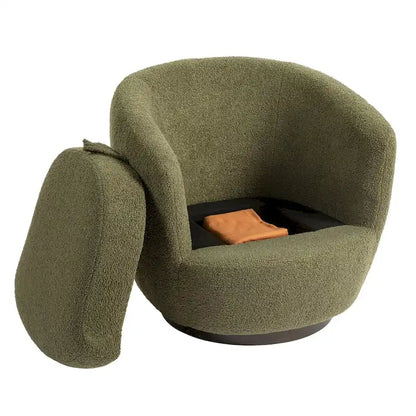Fauteuil pivotant rembourré avec rangement, chaise d'appoint moderne pour salon, chambre, bureau ou coin lecture