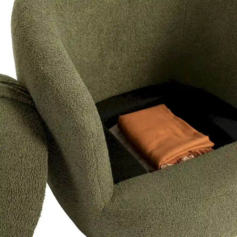 Fauteuil pivotant rembourré avec rangement, chaise d'appoint moderne pour salon, chambre, bureau ou coin lecture