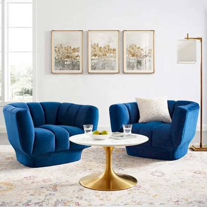 Ensemble de 2 fauteuils Entertain en velours capitonné vertical