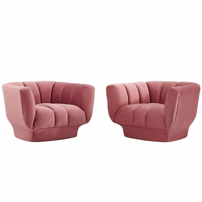 Ensemble de 2 fauteuils Entertain en velours capitonné vertical