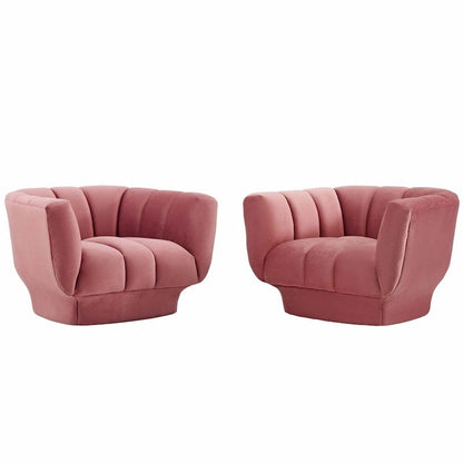 Ensemble de 2 fauteuils Entertain en velours capitonné vertical