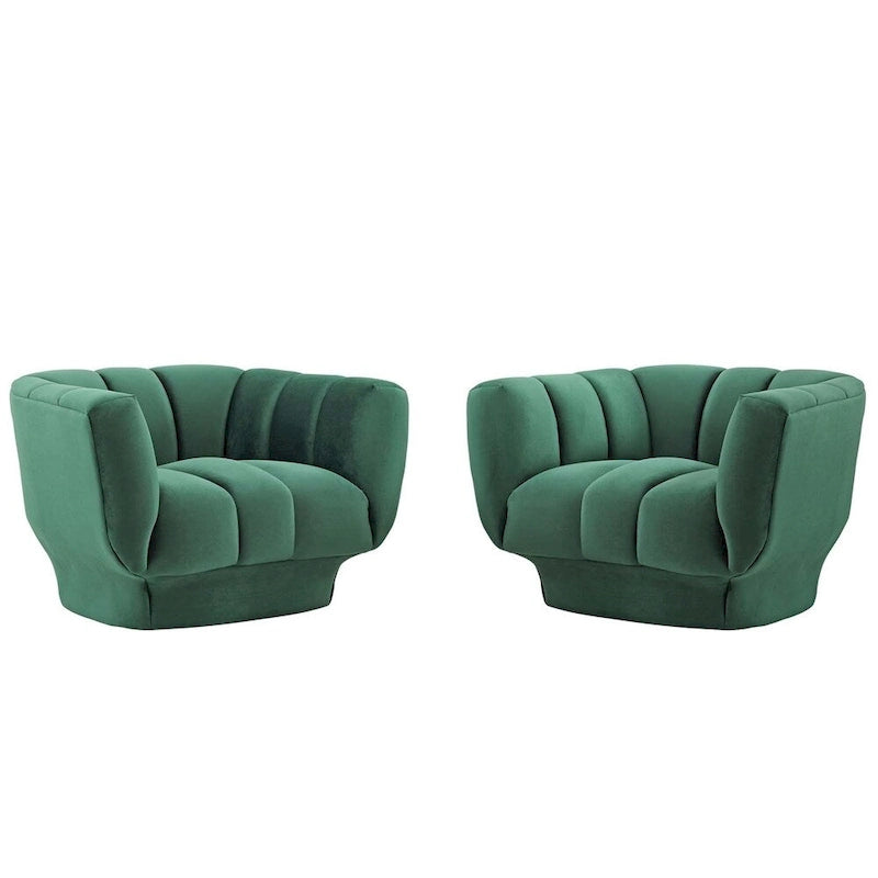 Ensemble de 2 fauteuils Entertain en velours capitonné vertical