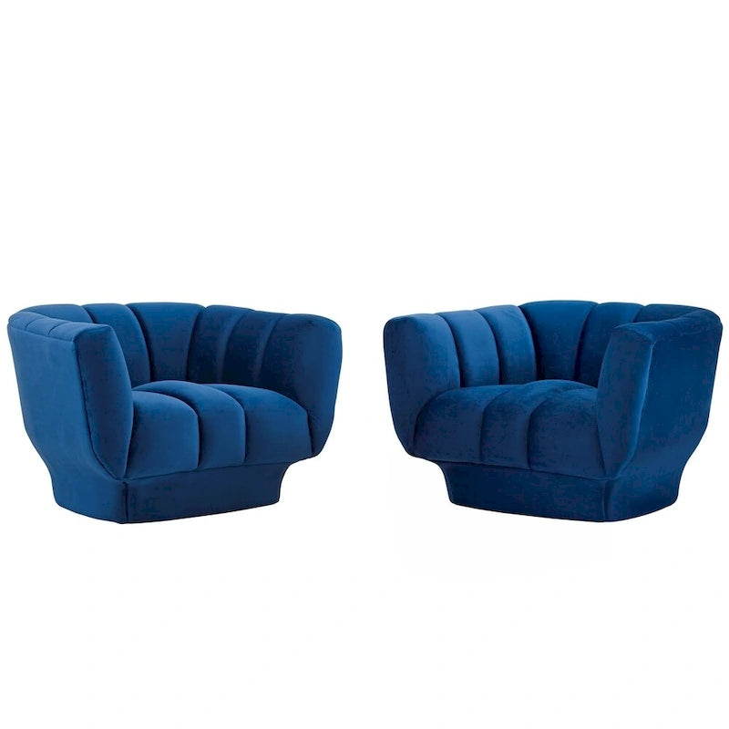 Ensemble de 2 fauteuils Entertain en velours capitonné vertical