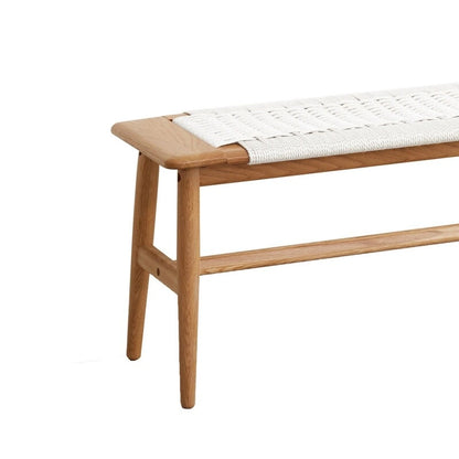 Banc de salle à manger, de lit ou d'entrée en chêne naturel tressé, avec motif tissé, idéal pour la salle à manger, la chambre ou la salle de bain. Convient également pour la chambre et la salle de bain.
