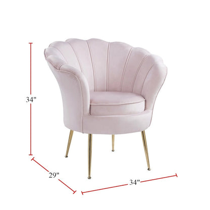 Fauteuil d'appoint cylindrique à dossier festonné en velours et pieds en métal