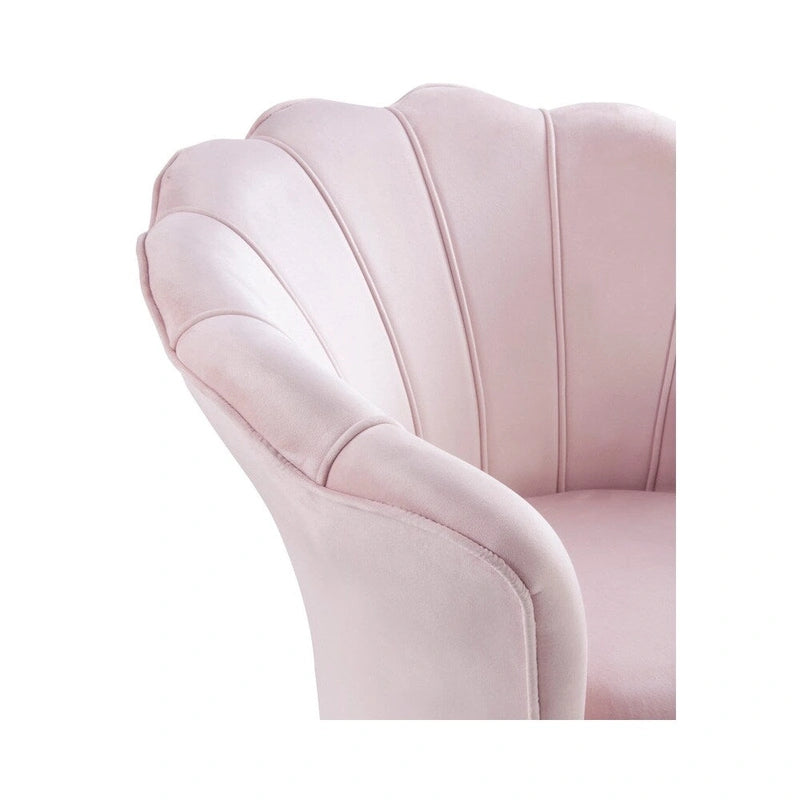 Fauteuil d'appoint cylindrique à dossier festonné en velours et pieds en métal