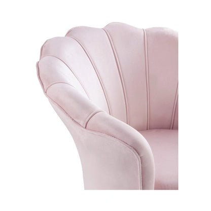 Fauteuil d'appoint cylindrique à dossier festonné en velours et pieds en métal