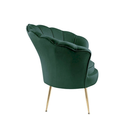 Fauteuil d'appoint cylindrique à dossier festonné en velours et pieds en métal